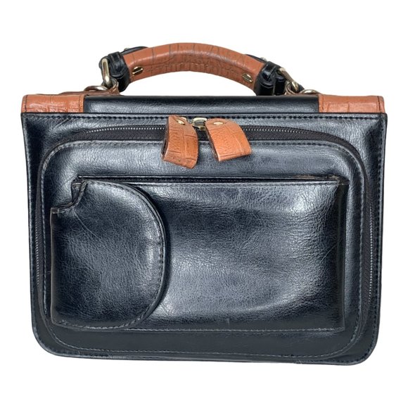 Belle Rose Leather Vintage Mini-Briefcase Handbag - Picture 2 of 13